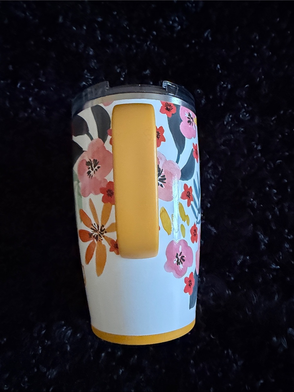 Swig Floral Insulated Travel Mug with Yellow Handle - Picture 2 of 4